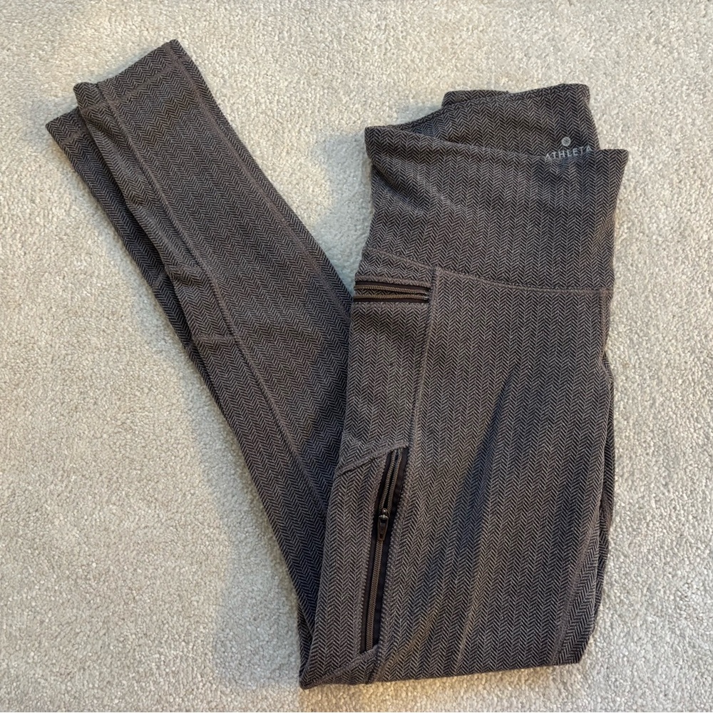 Athleta Chevron-Patterned High-Rise Leggings - br… - image 1